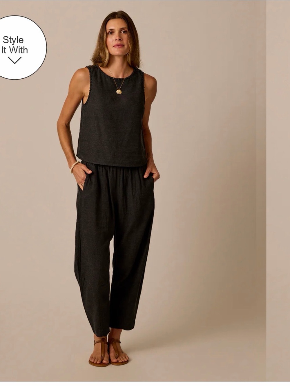 Carve Designs Freya linen barrel leg pants.